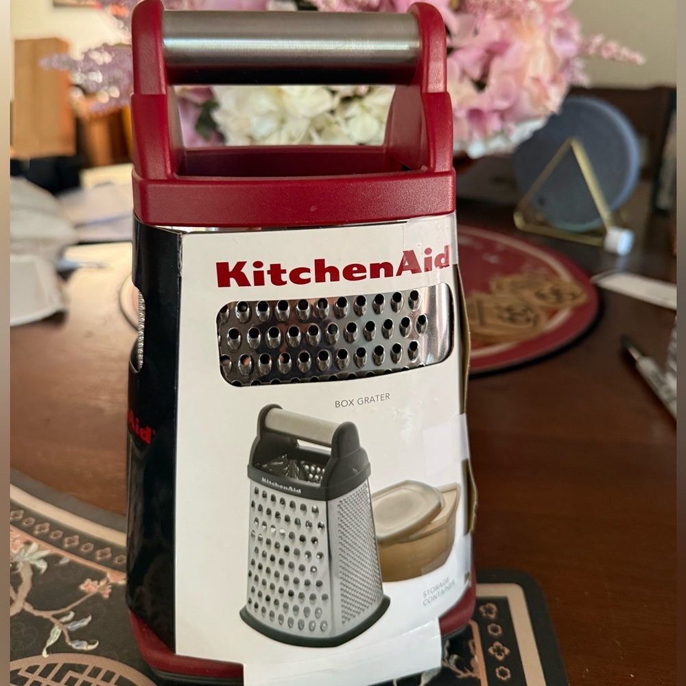 New KitchenAid Empire Red HERA 3 Piece Large Box Grater with Covered Container